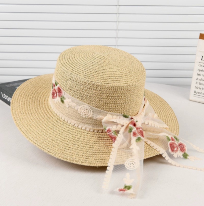 Sun Hat Wide Brim - Women French Straw Sun Hat with
