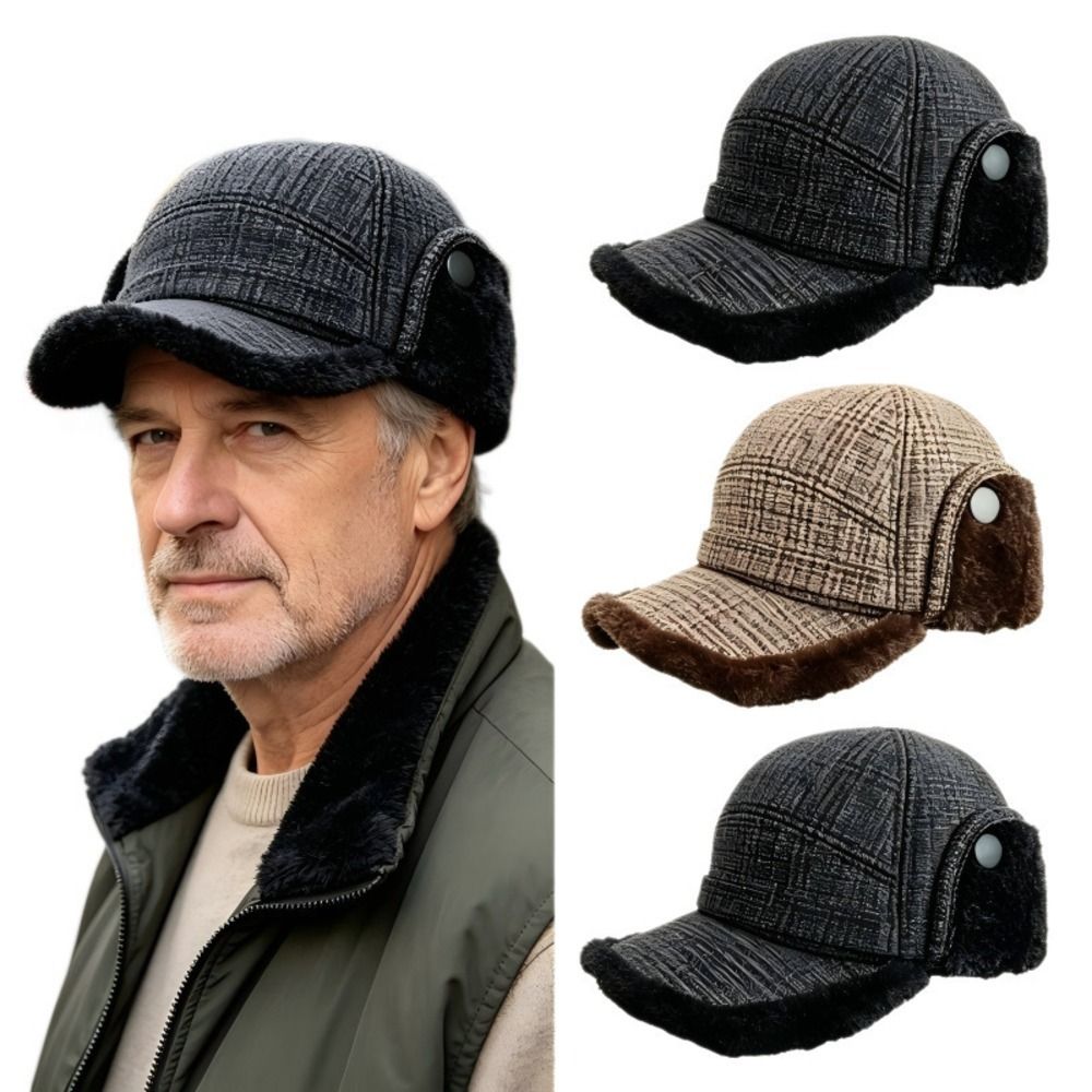 Trapper Hat Ear Flap - Fleece Lined Earflap Flat Cap Windproof