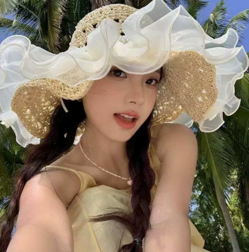 Women French Straw Sun Hat wit - Sun Hat Wide Brim recension och pris