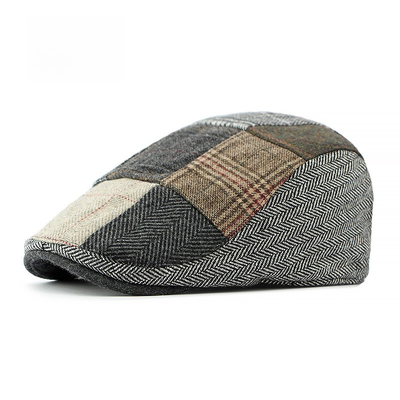 1pc Men Patchwork Tweed Flat C - Newsboy Cap Ivy recension och pris