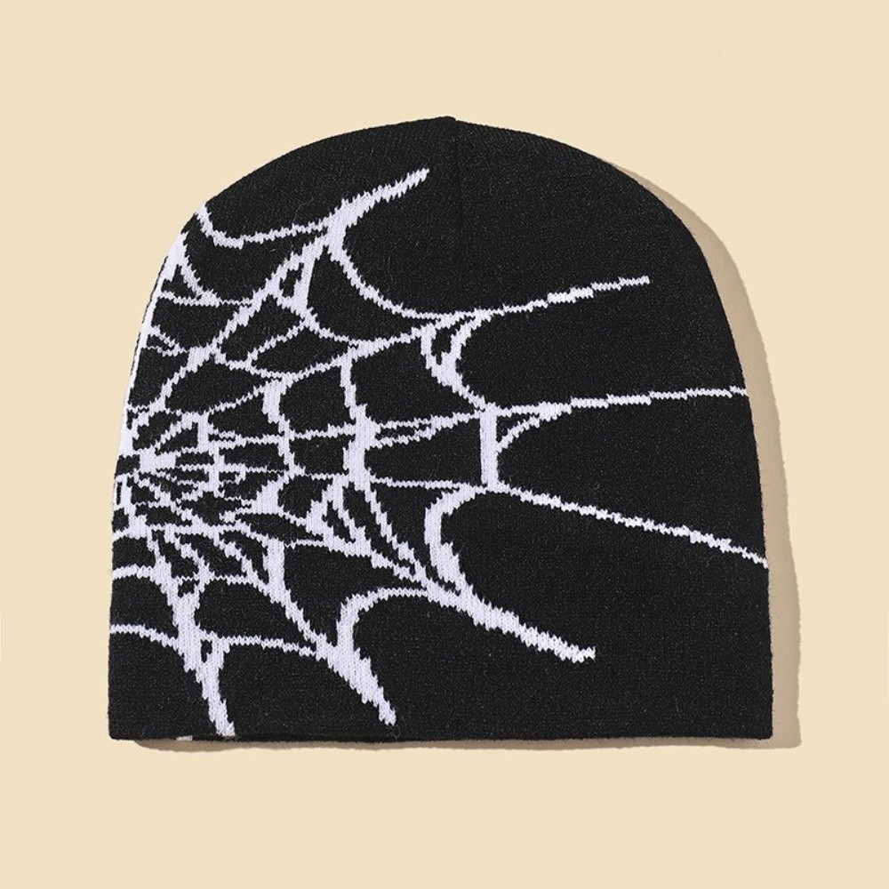 Y2K Soft Spider Web Pattern Be - Beanie Cuffed Knit recension och pris