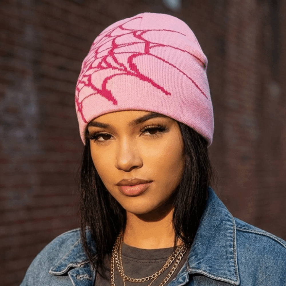 Y2K Soft Spider Web Pattern Be - Beanie Cuffed Knit recension och pris